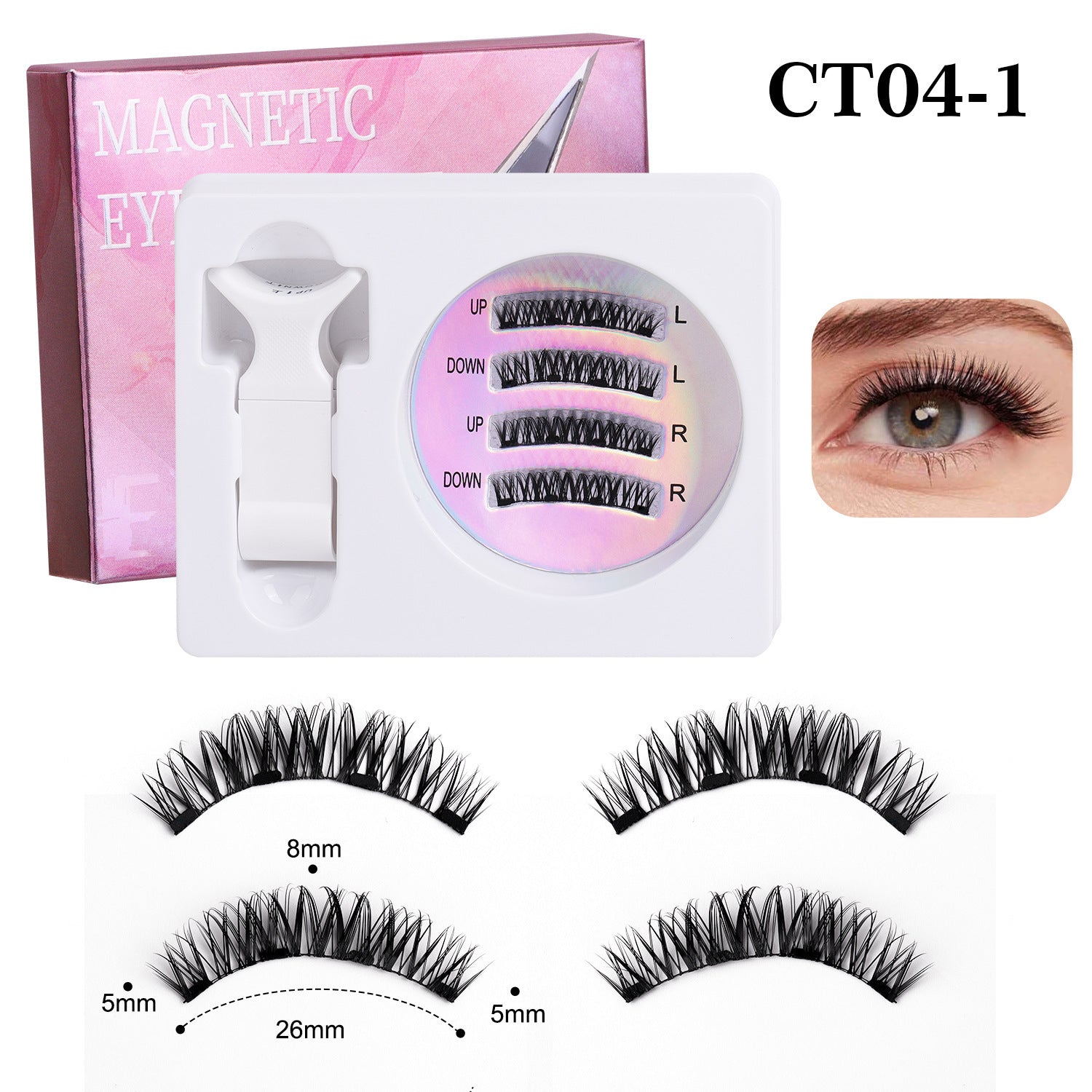Magnetic Eyelashes with Applicators - Reusable Natural Look