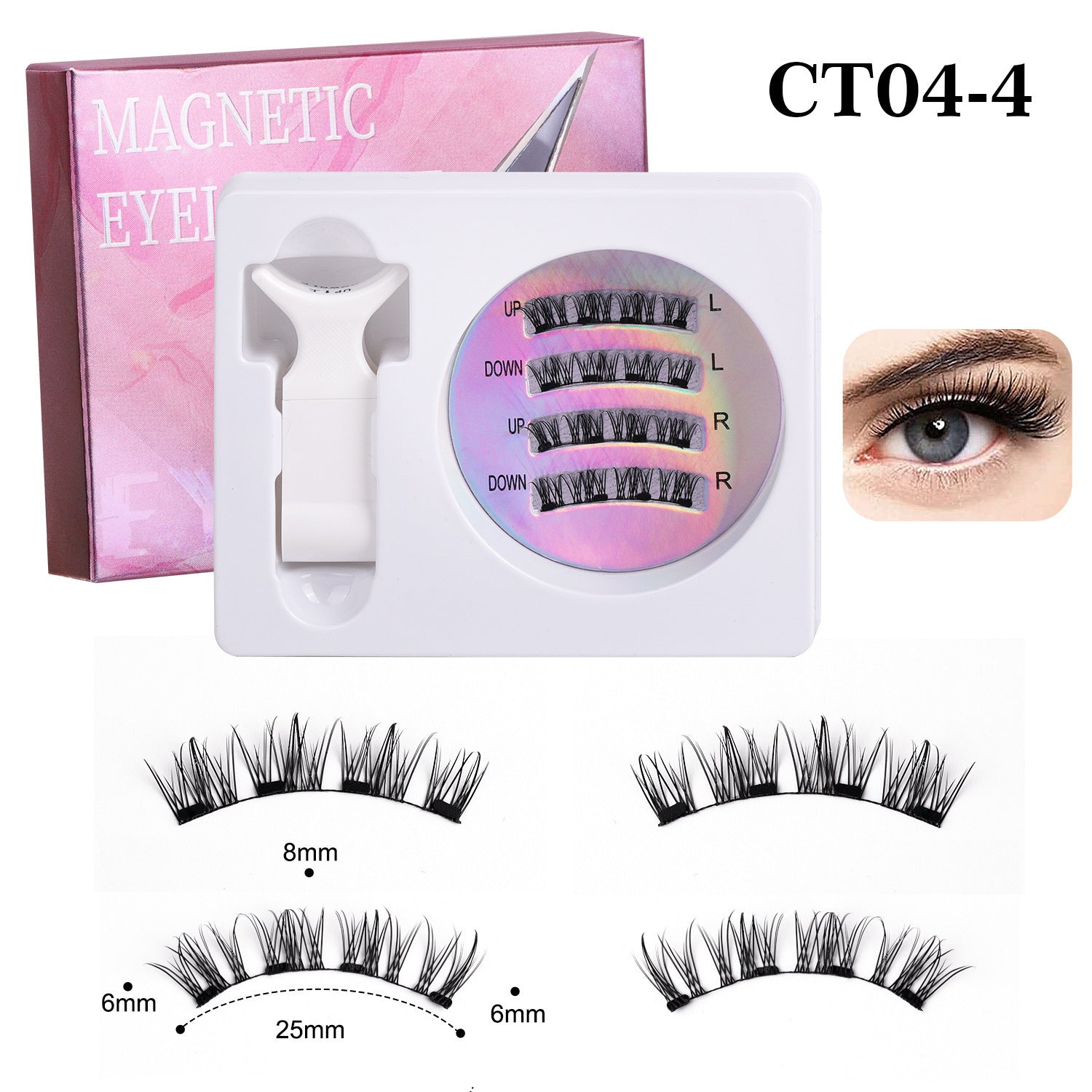 Magnetic Eyelashes with Applicators - Reusable Natural Look