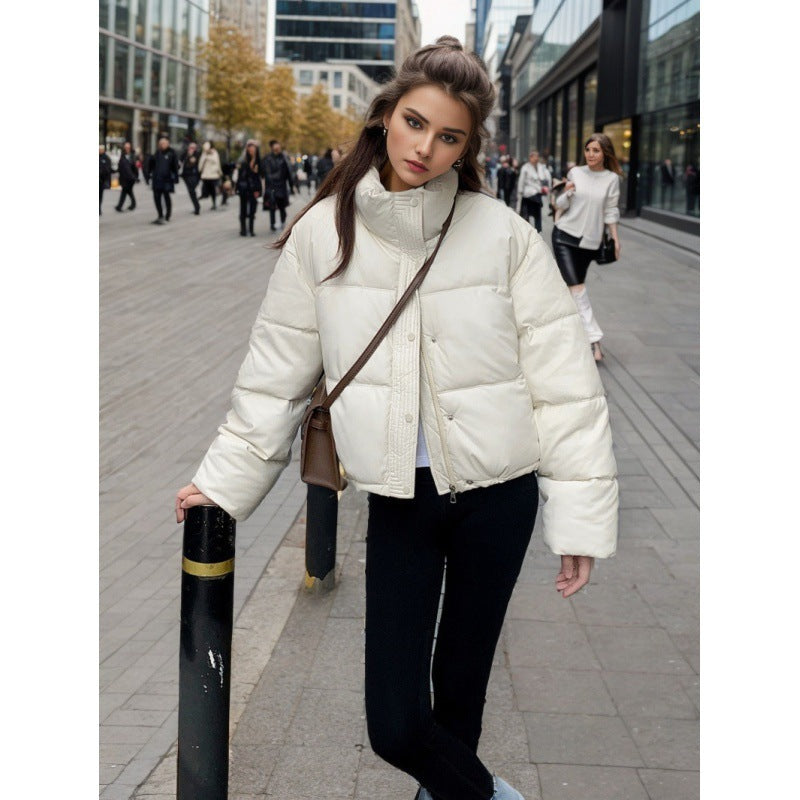 Women’s Leather Cotton-Padded Jacket