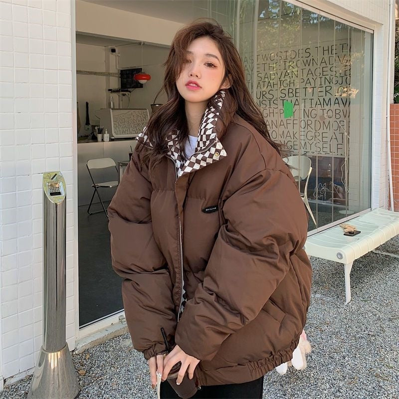 Women’s Chessboard Cotton-Padded Coat.