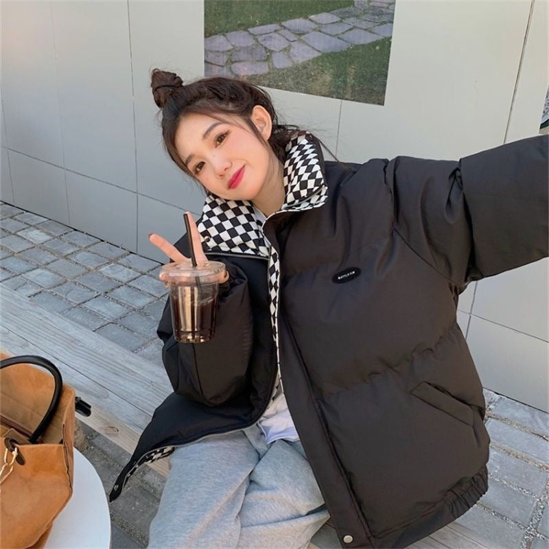 Women’s Chessboard Cotton-Padded Coat.