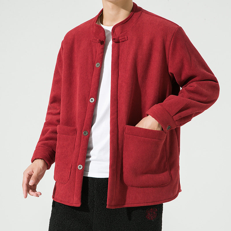 Men’s Hanfu Corduroy Fleece Jacket