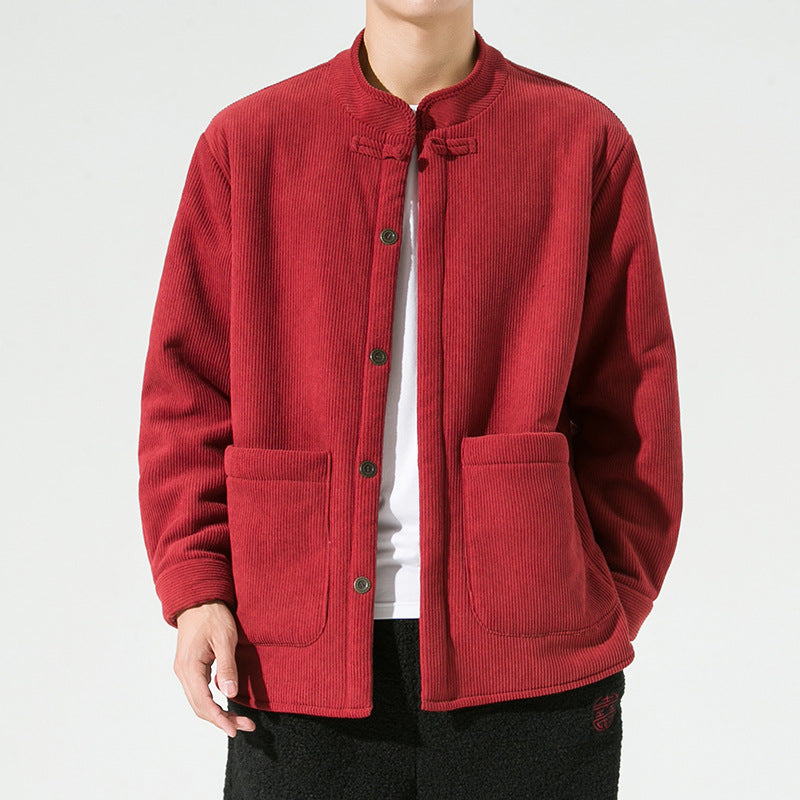 Men’s Hanfu Corduroy Fleece Jacket