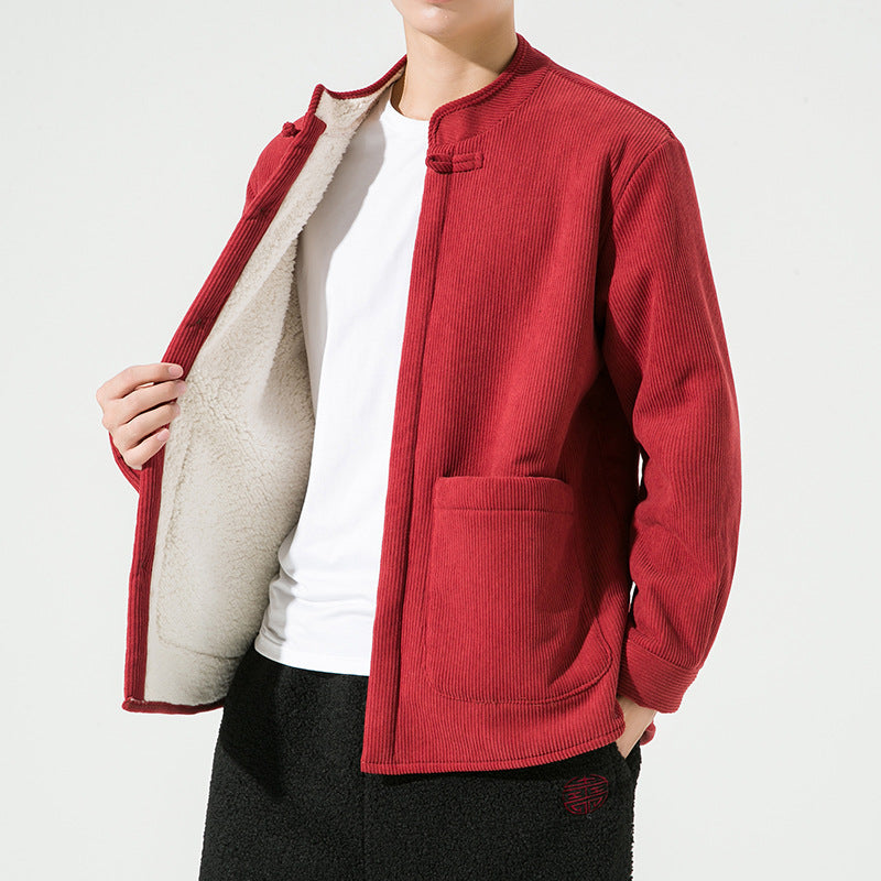 Men’s Hanfu Corduroy Fleece Jacket