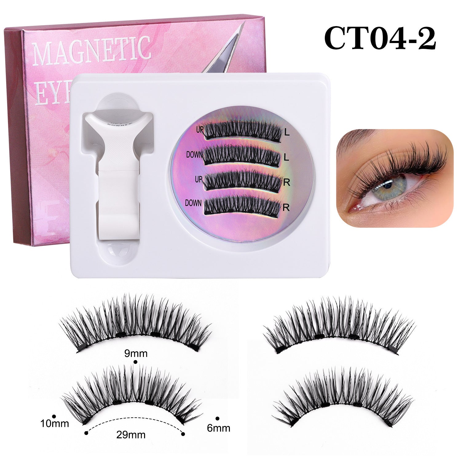 Magnetic Eyelashes with Applicators - Reusable Natural Look