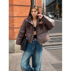 Women’s Leather Cotton-Padded Jacket